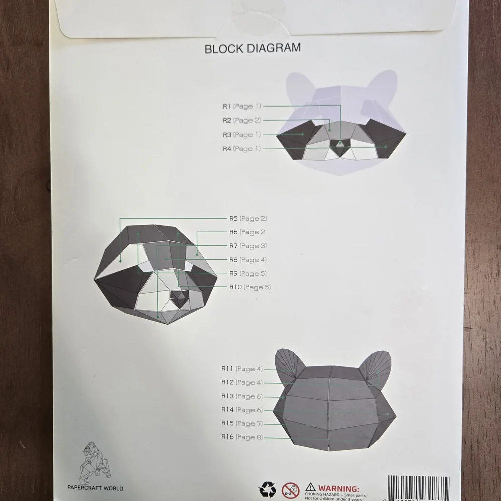 DIY Raccoon Mask Paper Model - Black